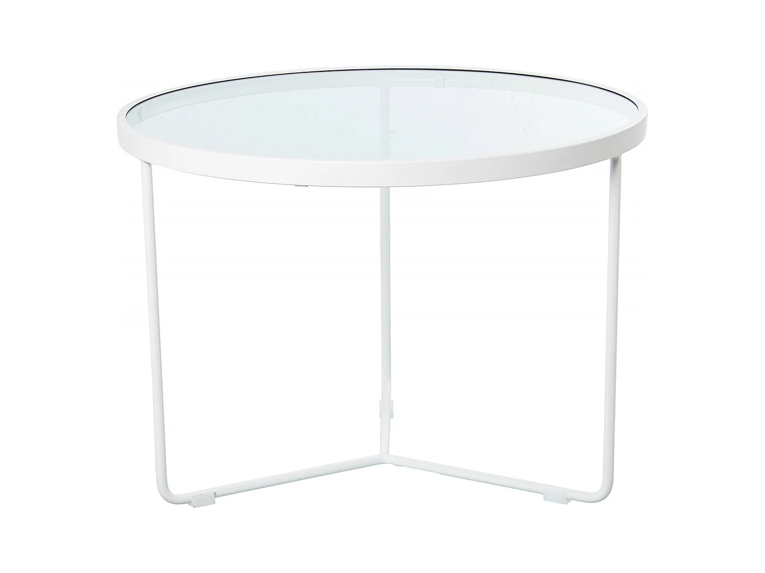 Table gigogne design métal blanc et surface en verre