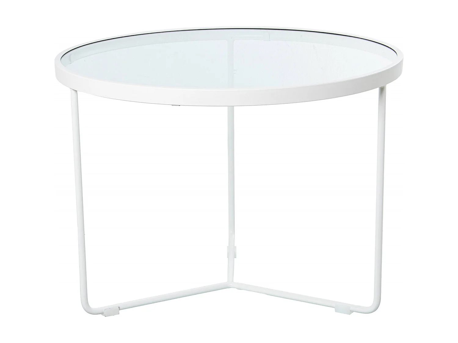 Table gigogne design métal blanc et surface en verre