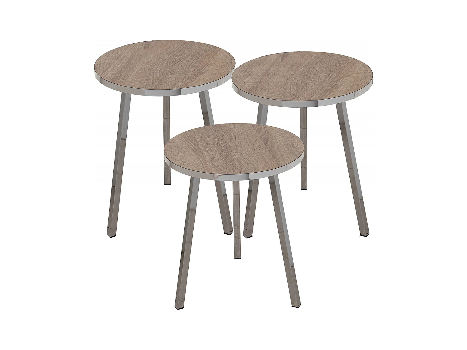 Table gigogne design bois et pieds chromés pour salon