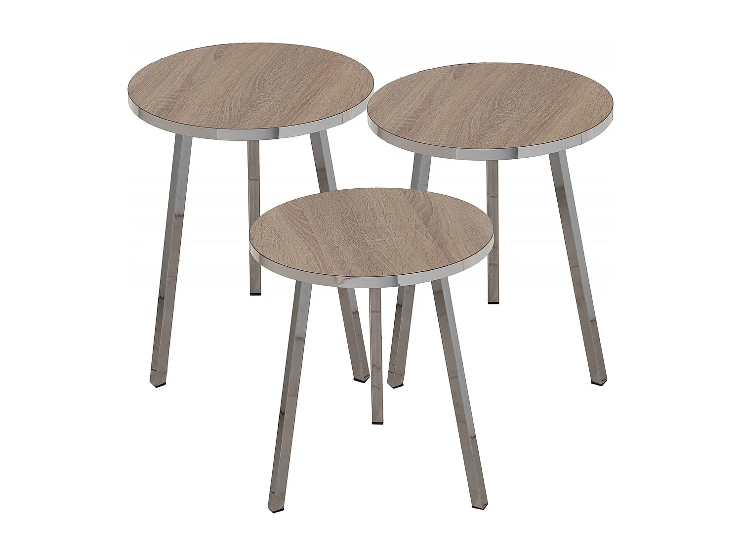 Table gigogne design bois et pieds chromés pour salon