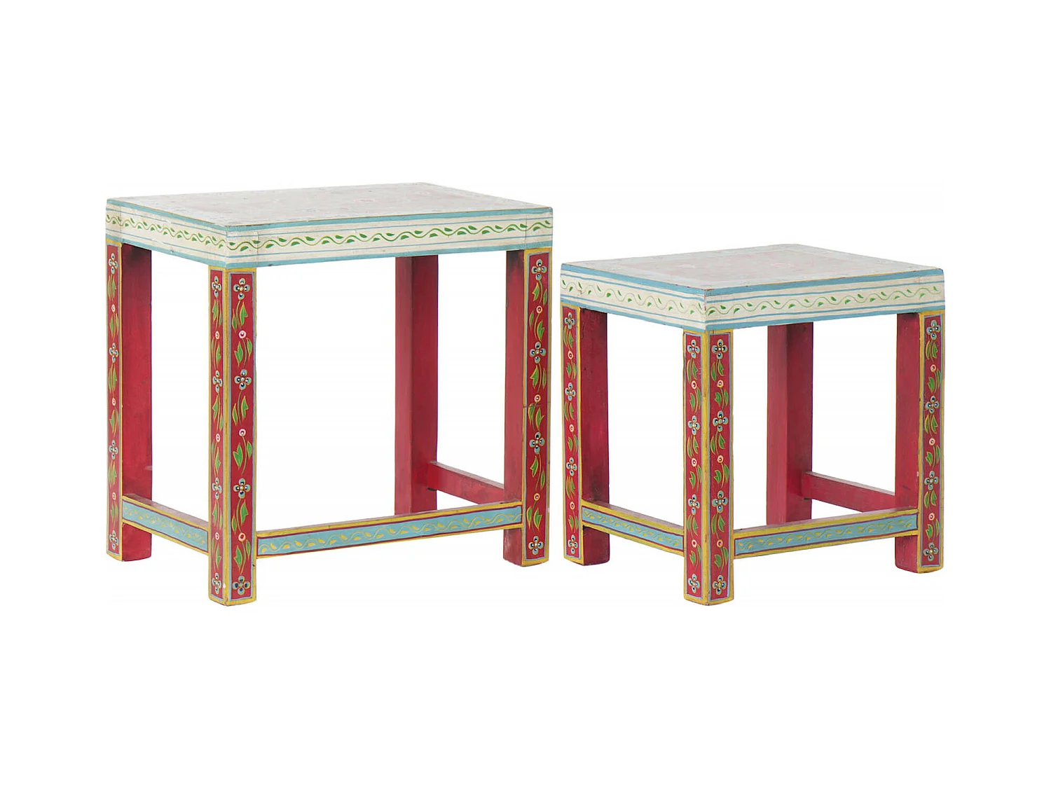 Table gigogne colorée et artisanale unique