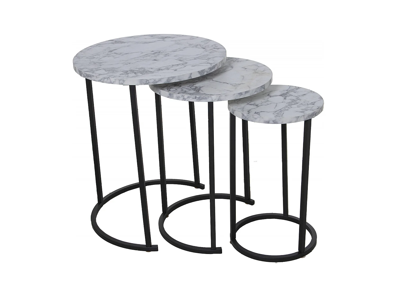 Table gigogne effet marbre et métal pour salon élégant