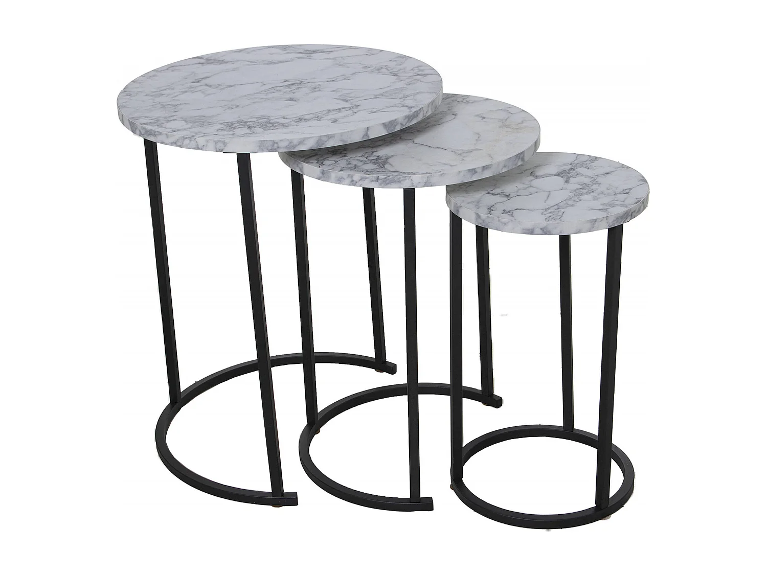 Table gigogne effet marbre et métal pour salon élégant