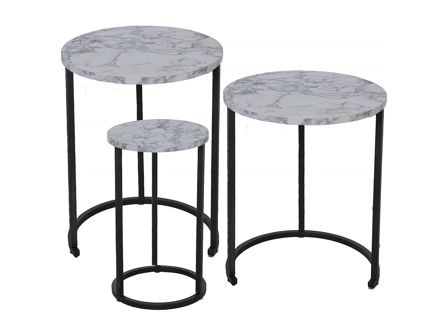 Table gigogne effet marbre et métal pour salon élégant