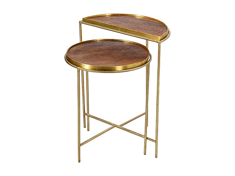 Table gigogne élégance métal doré et bois salon