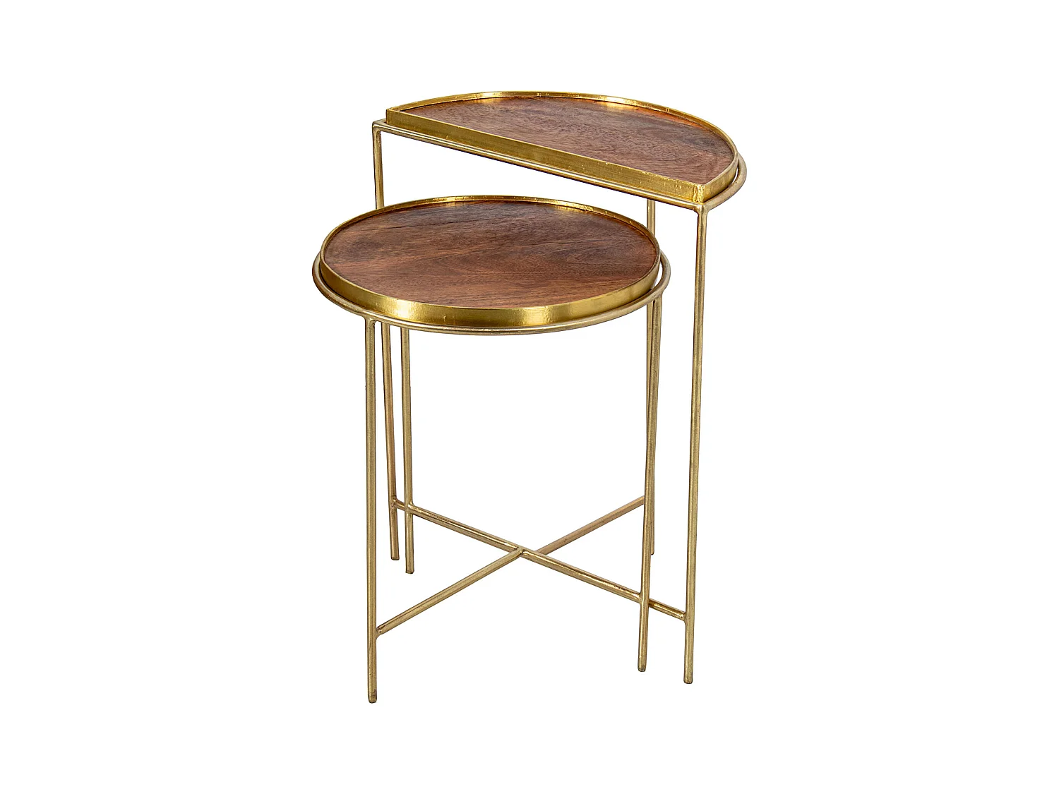 Table gigogne élégance métal doré et bois salon