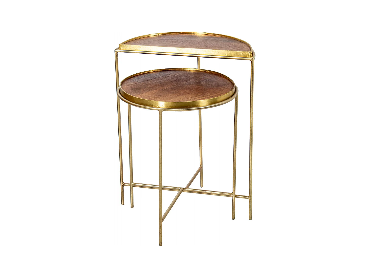 Table gigogne élégance métal doré et bois salon