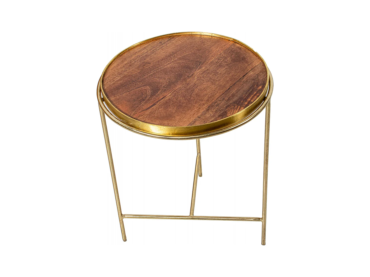 Table gigogne élégance métal doré et bois salon