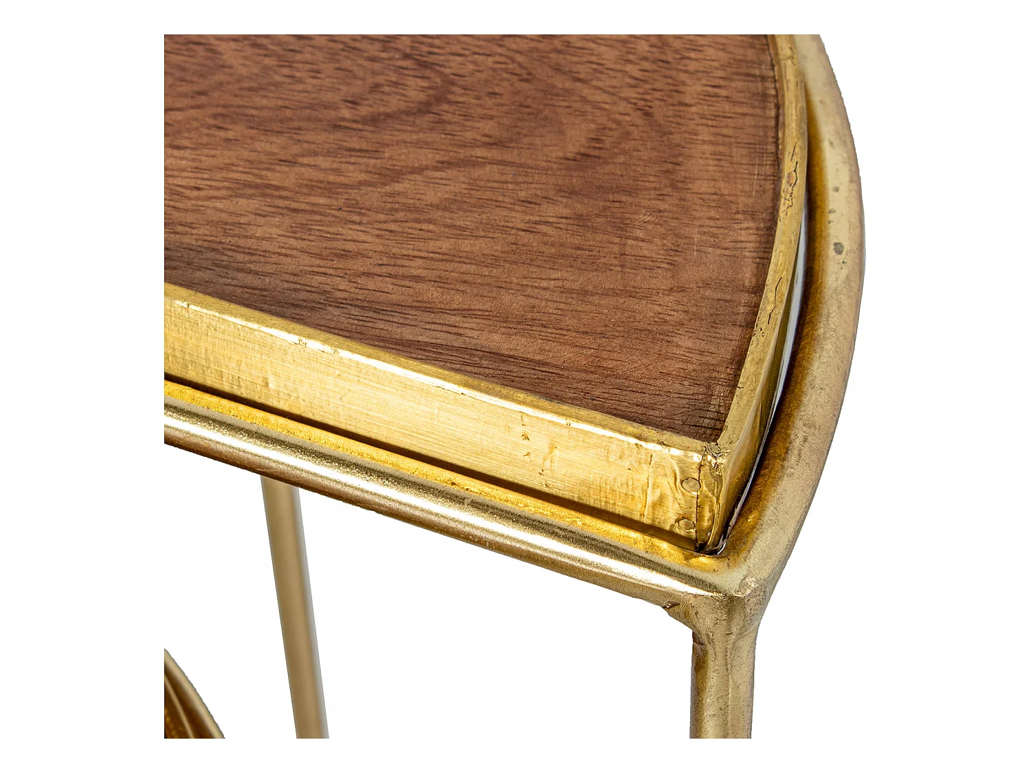 Table gigogne élégance métal doré et bois salon