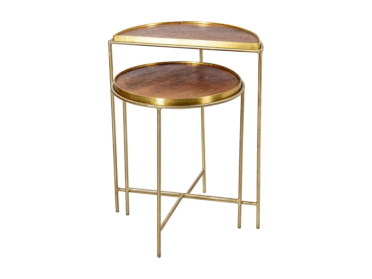 Table gigogne élégance métal doré et bois salon