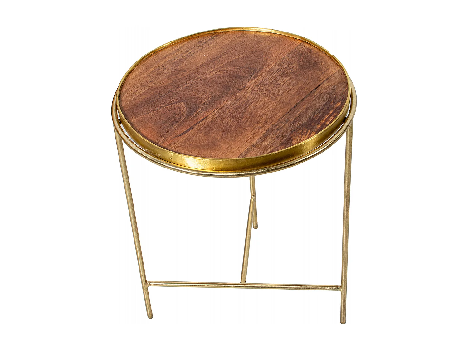 Table gigogne élégance métal doré et bois salon