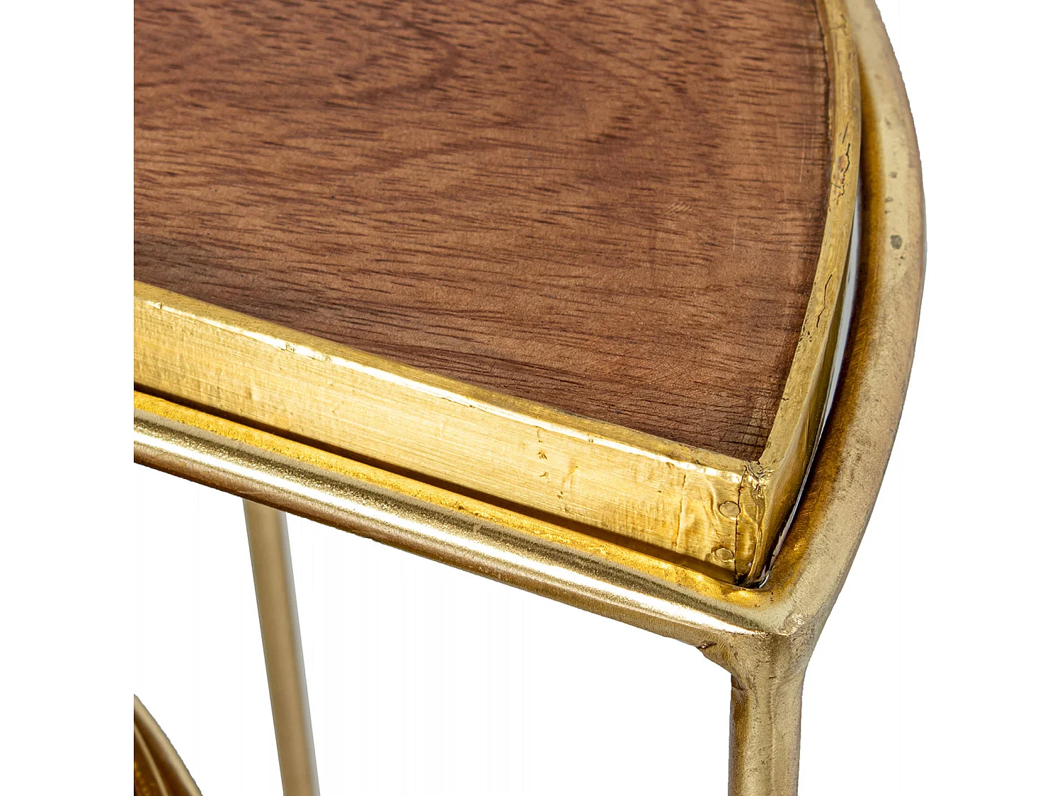 Table gigogne élégance métal doré et bois salon