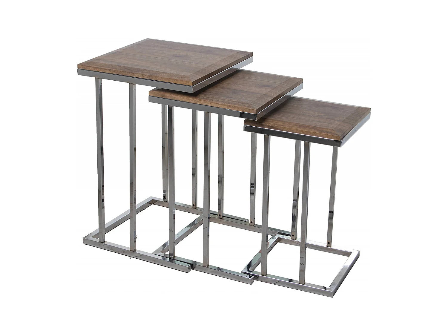 Table gigogne bois et pieds chromés élégants