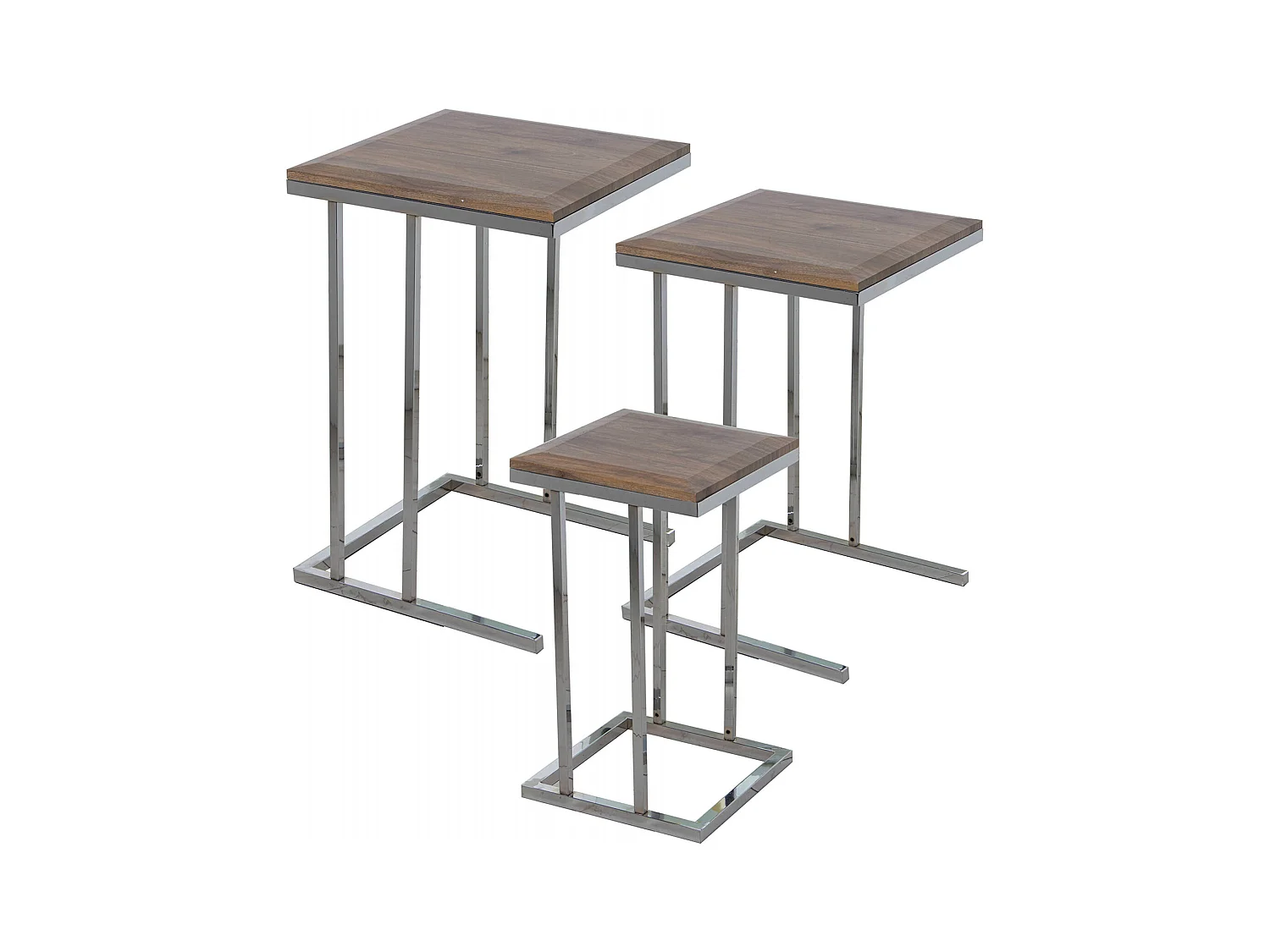 Table gigogne bois et pieds chromés élégants