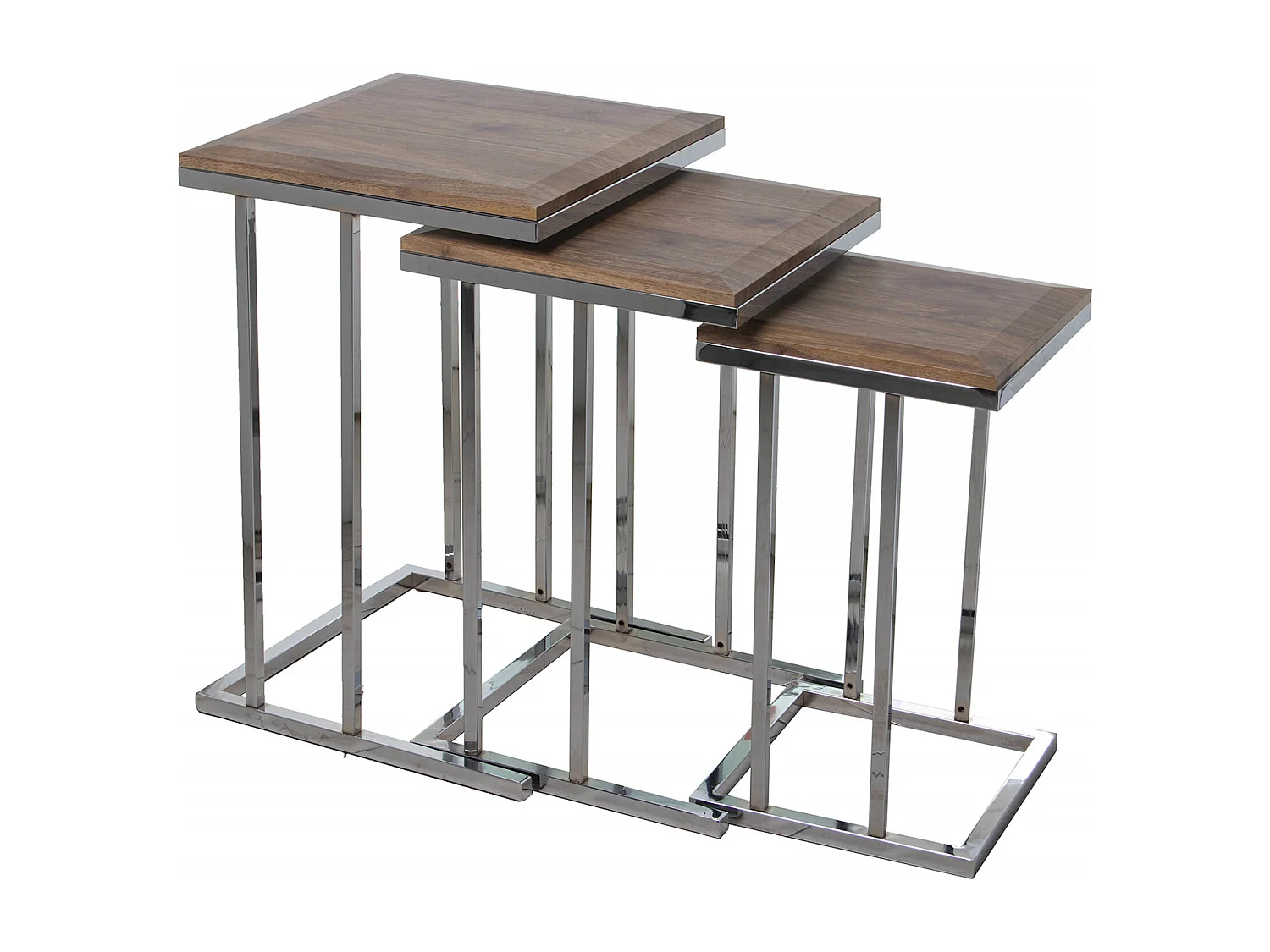 Table gigogne bois et pieds chromés élégants