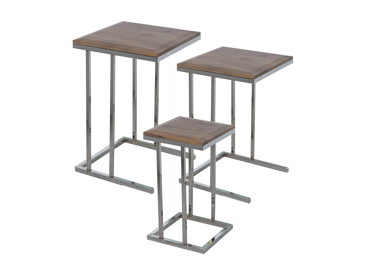 Table gigogne bois et pieds chromés élégants