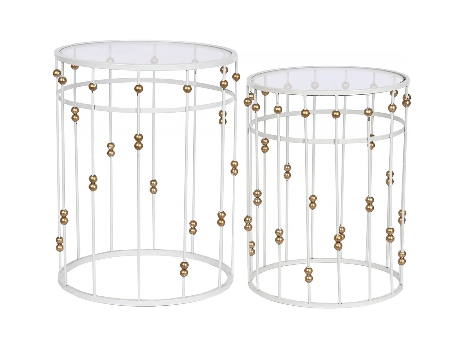 Table gigogne élégance verre et métal blanc doré