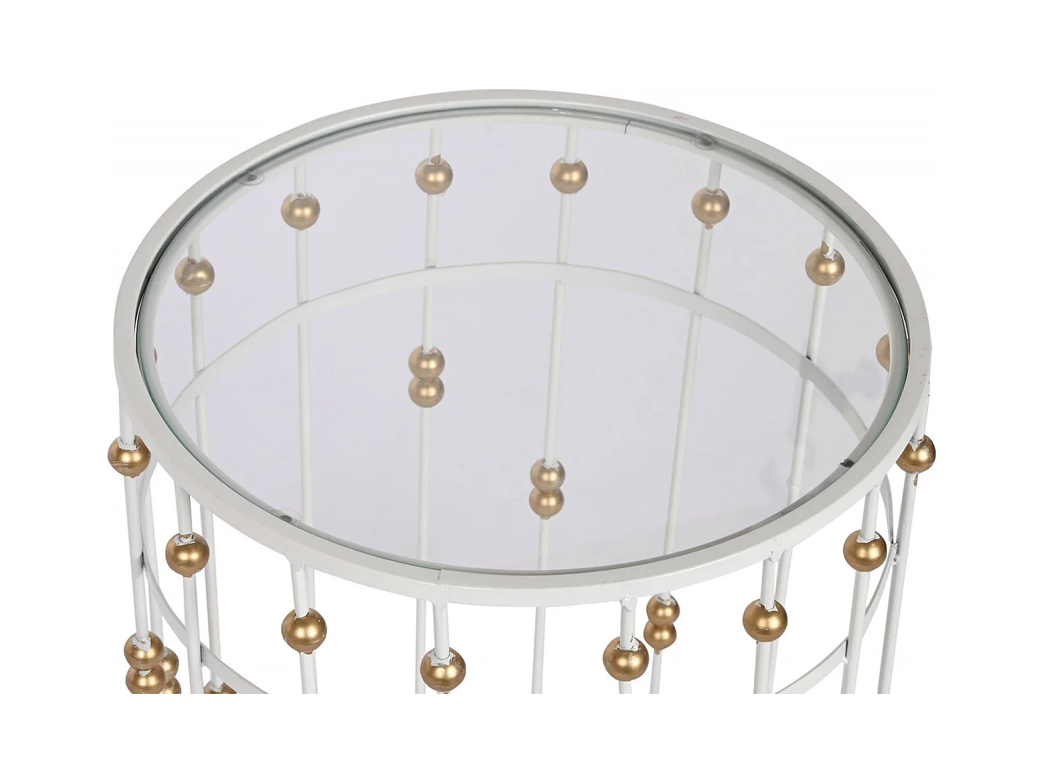 Table gigogne élégance verre et métal blanc doré