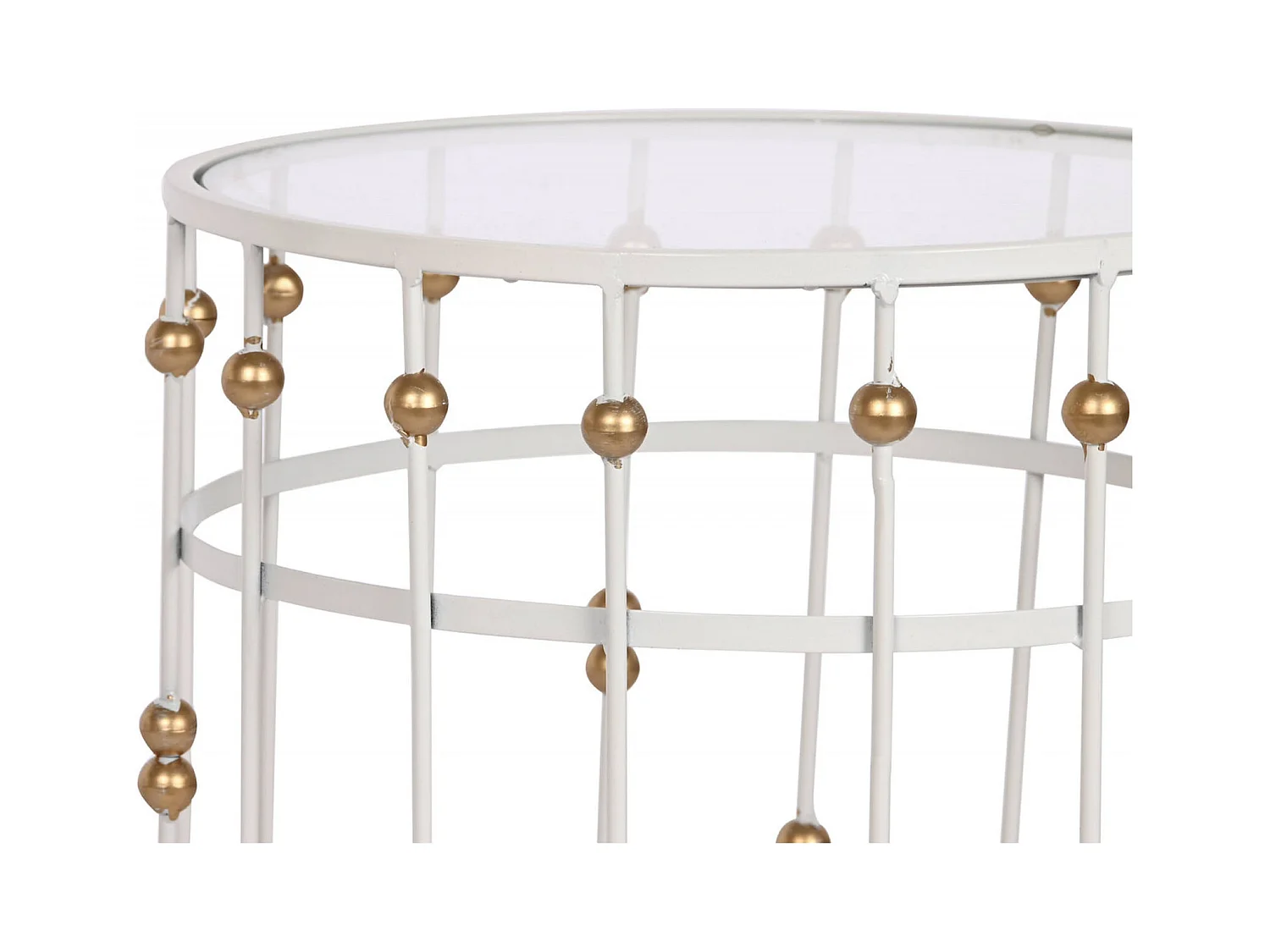 Table gigogne élégance verre et métal blanc doré