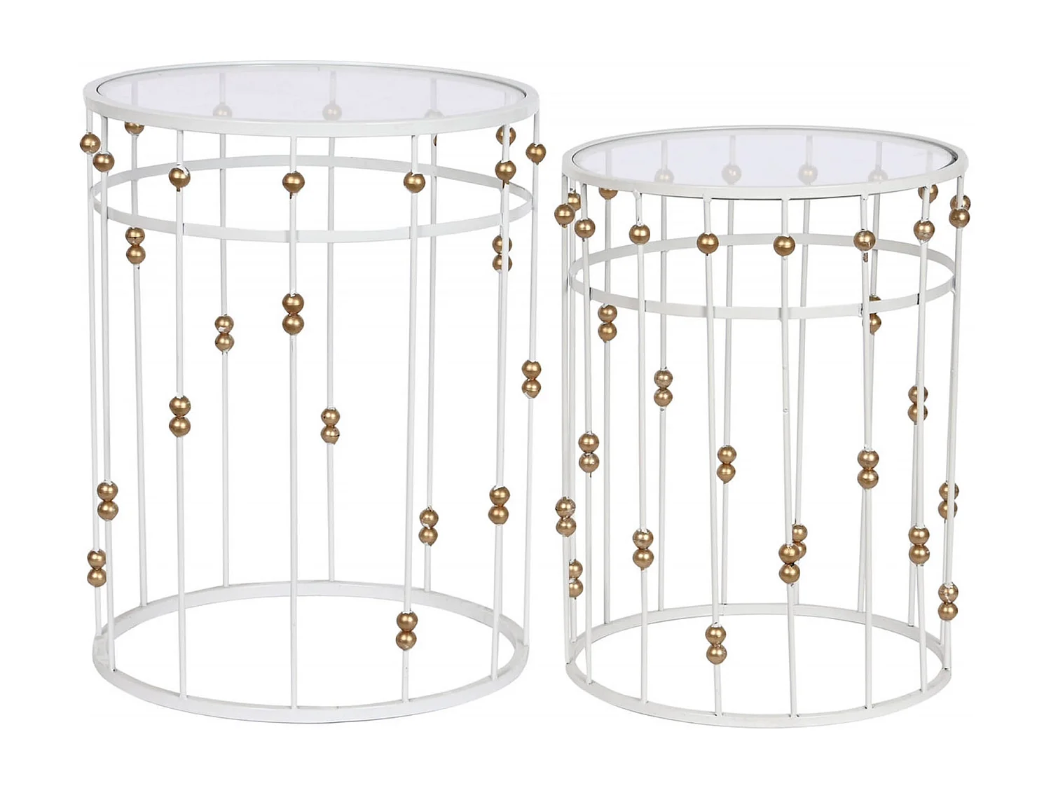 Table gigogne élégance verre et métal blanc doré