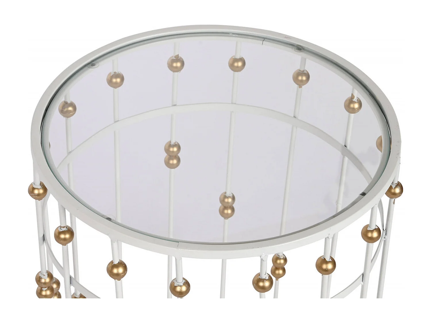 Table gigogne élégance verre et métal blanc doré