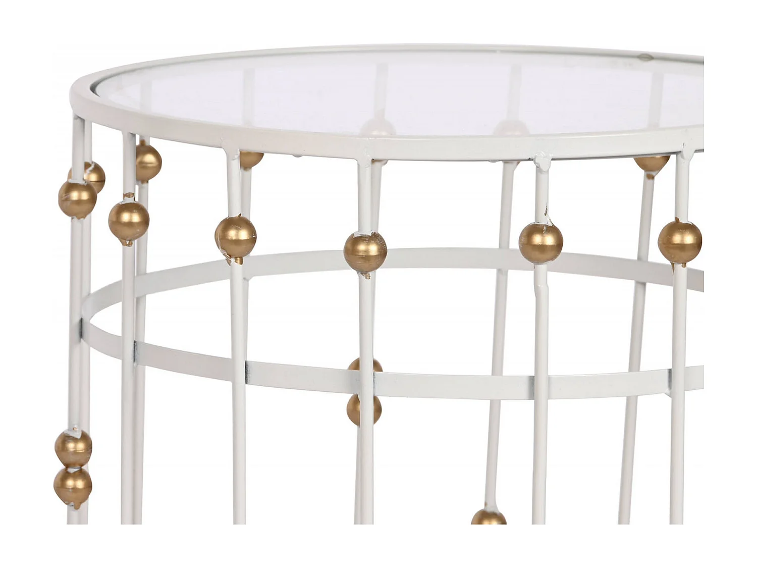 Table gigogne élégance verre et métal blanc doré