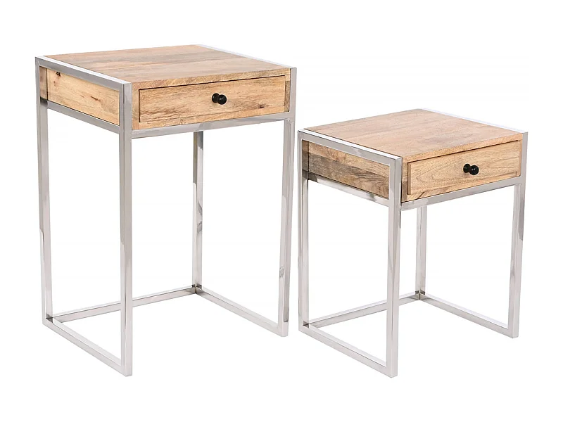 Table gigogne élégance bois et acier pour salon moderne