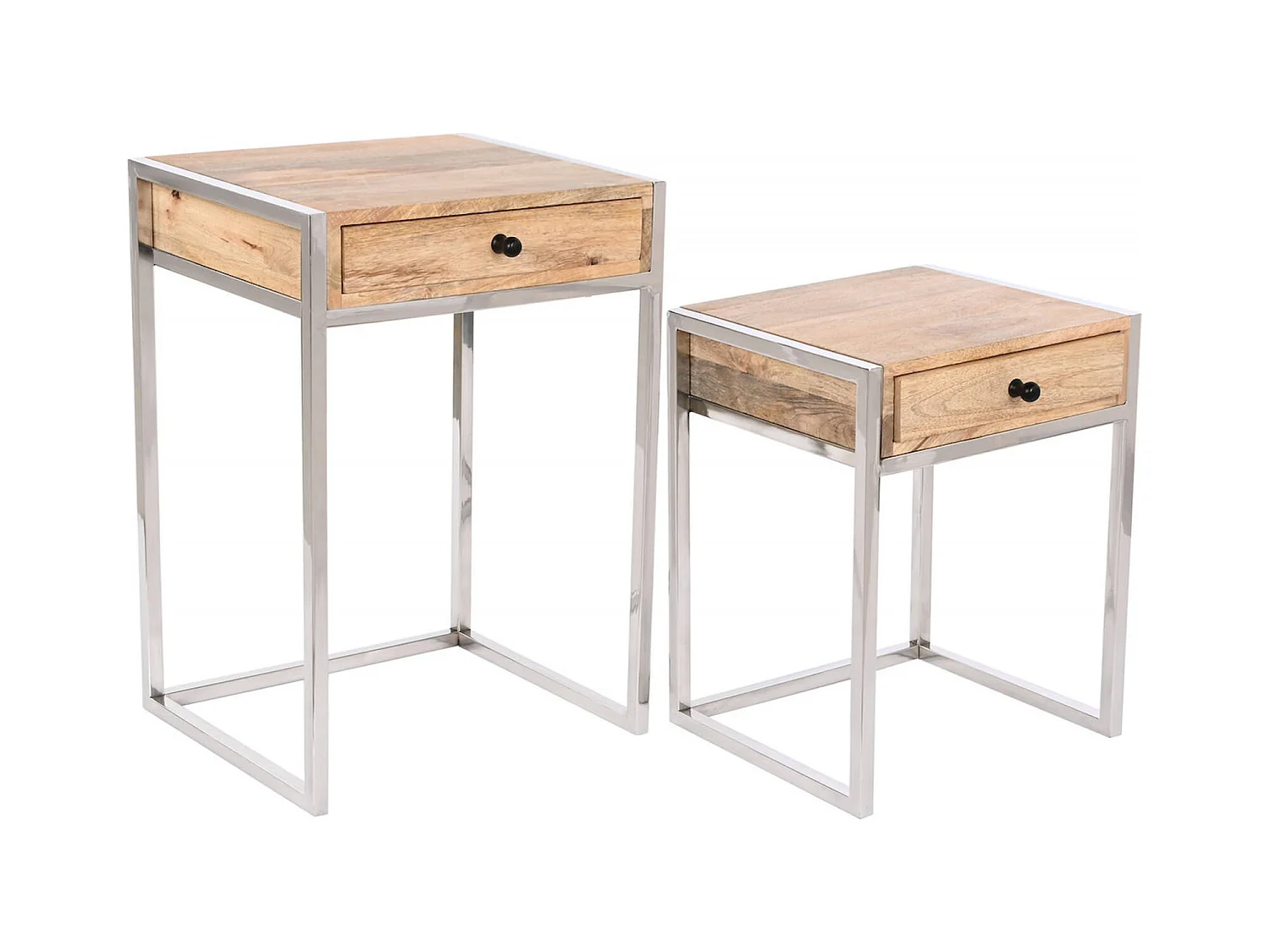 Table gigogne élégance bois et acier pour salon moderne