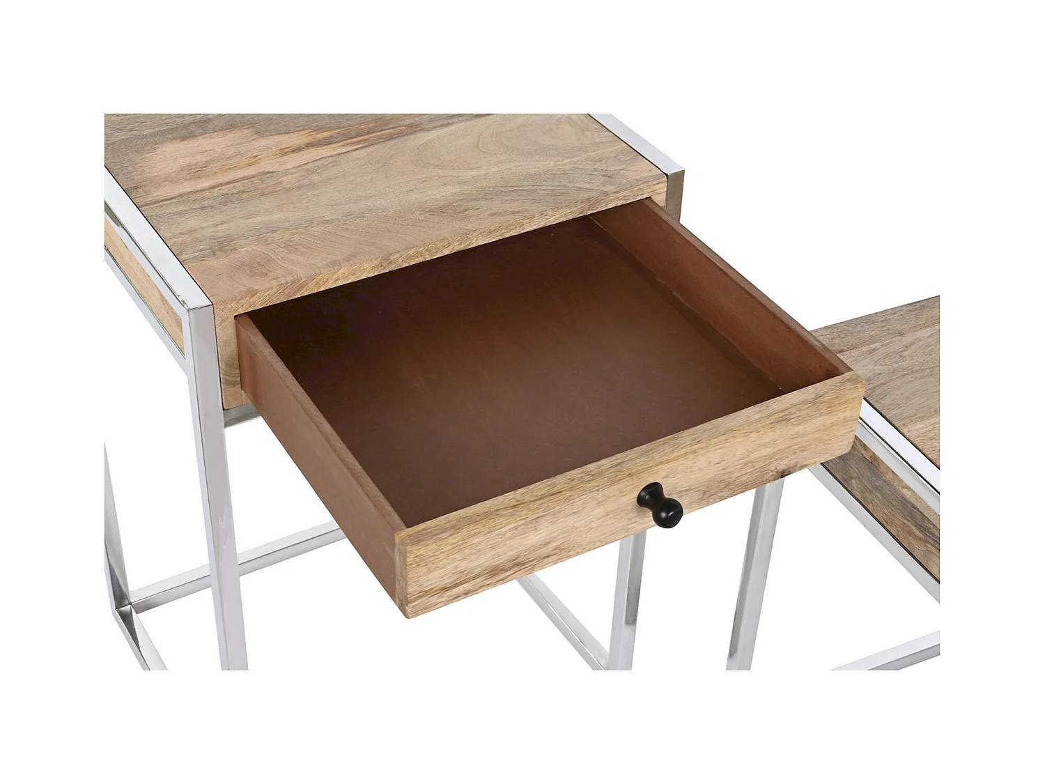 Table gigogne élégance bois et acier pour salon moderne