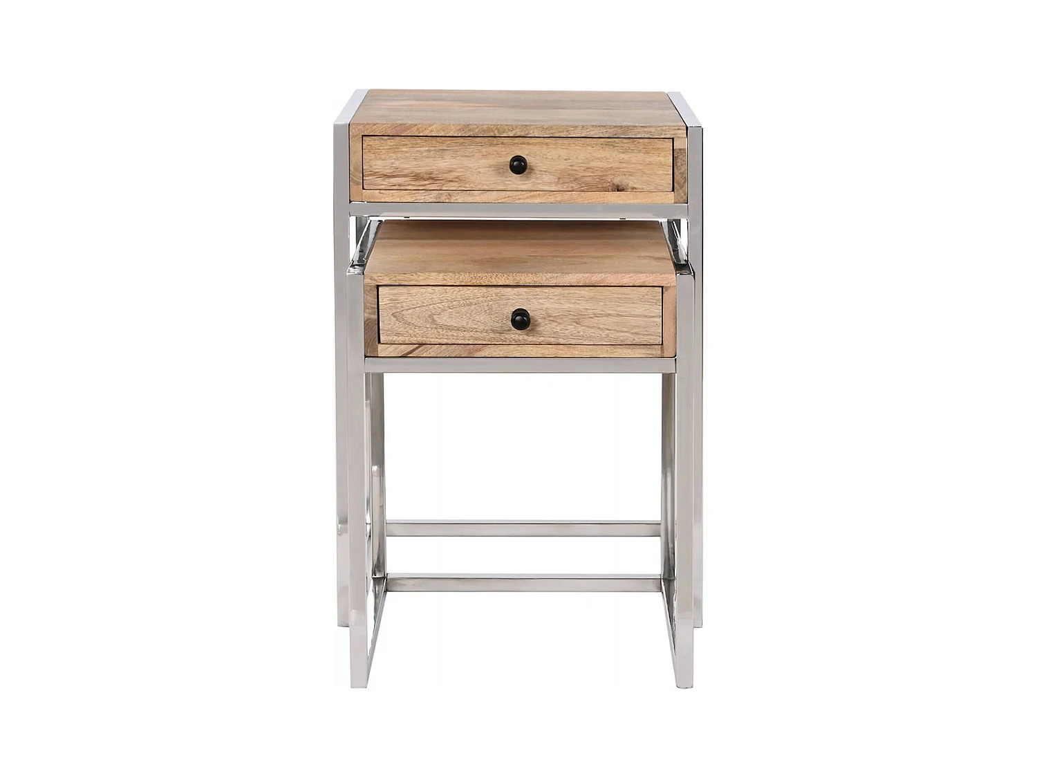 Table gigogne élégance bois et acier pour salon moderne