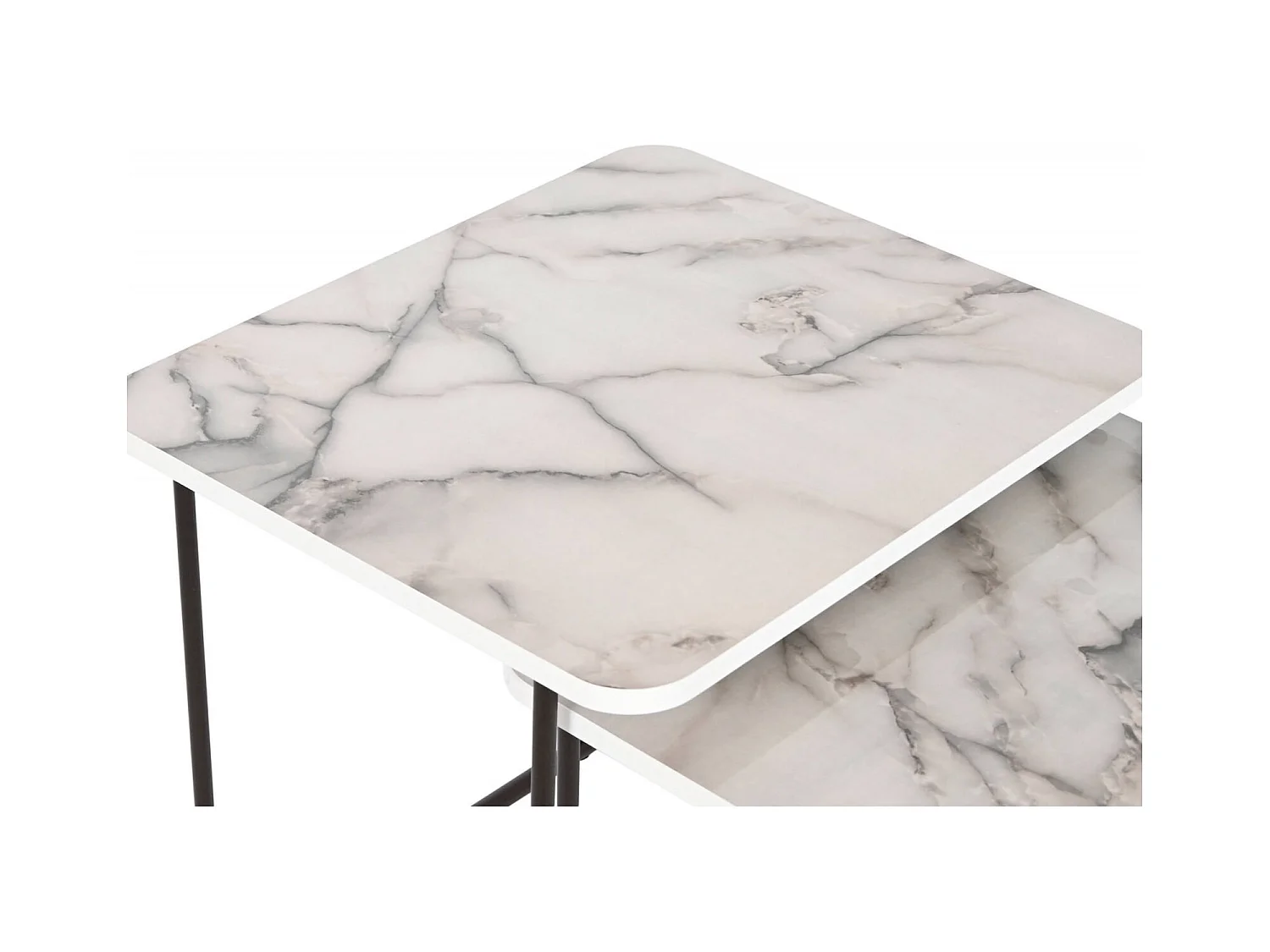 Table gigogne élégance marbre blanc et noir chic