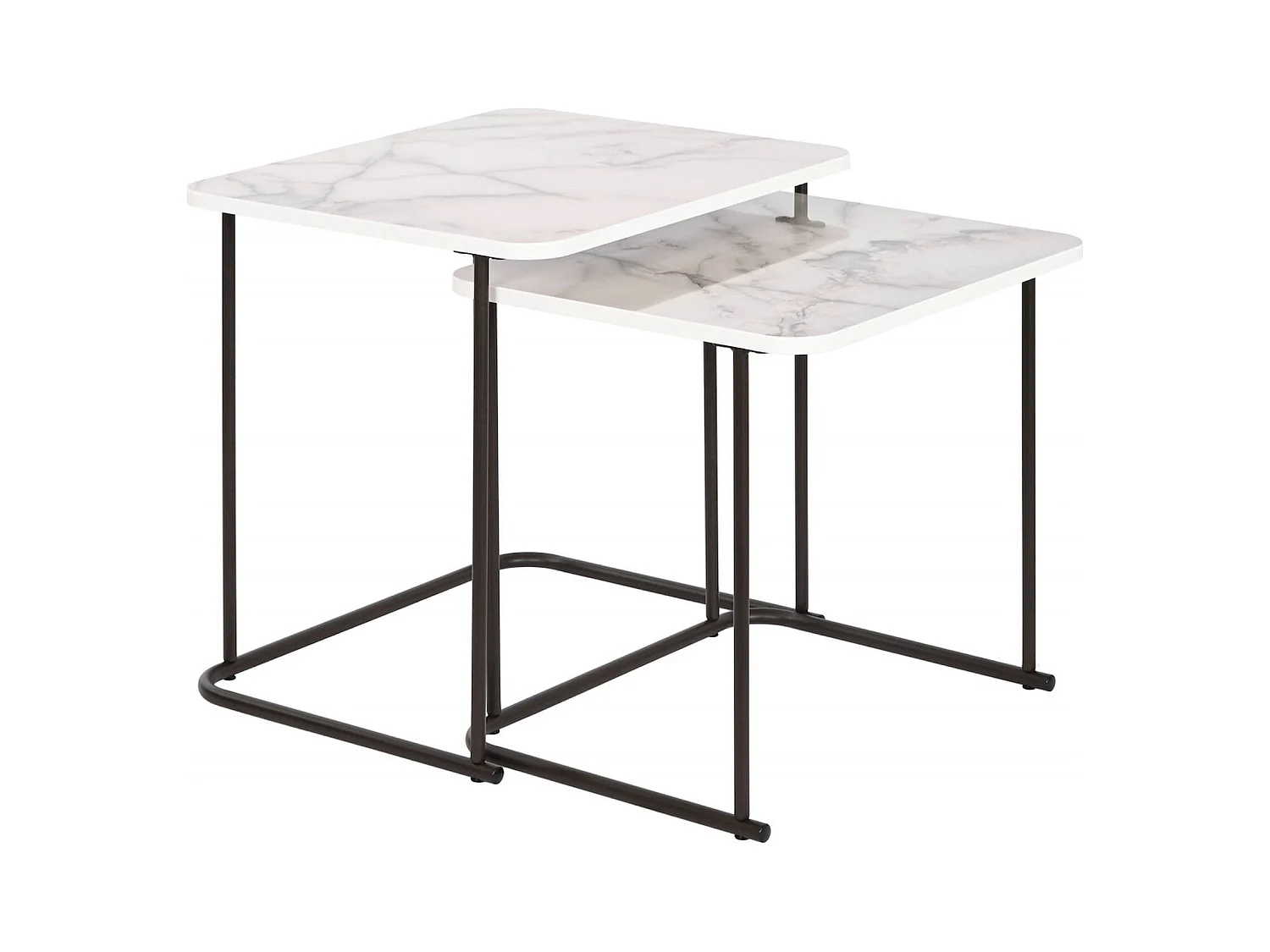 Table gigogne élégance marbre blanc et noir chic