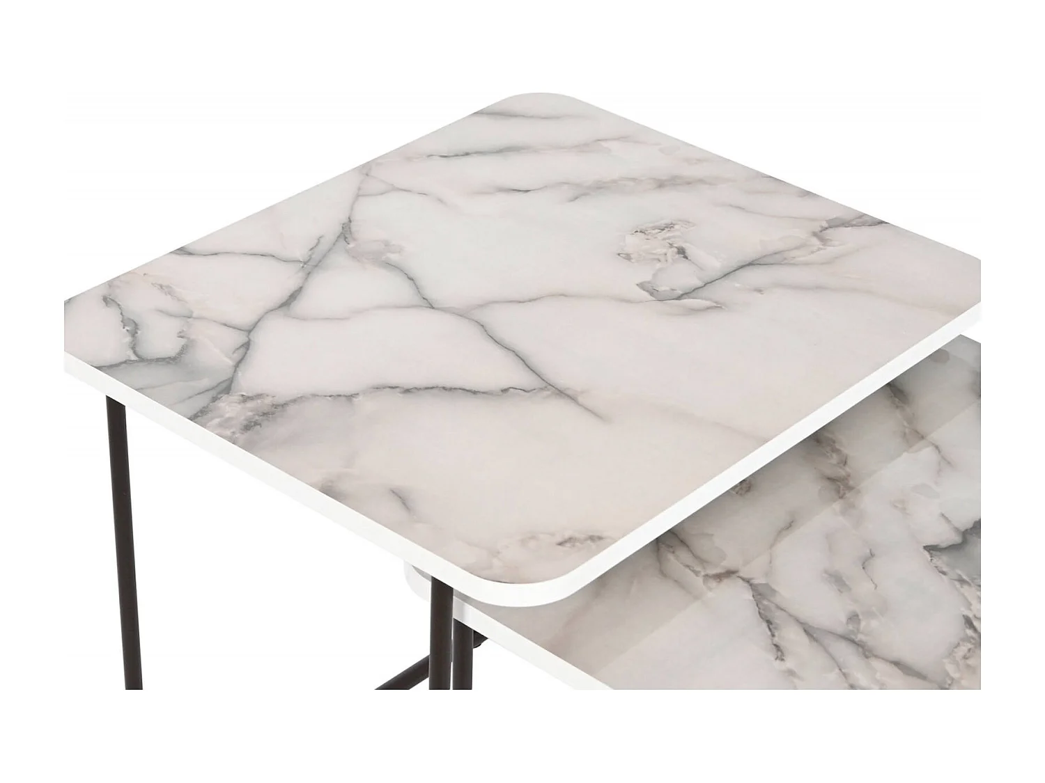 Table gigogne élégance marbre blanc et noir chic