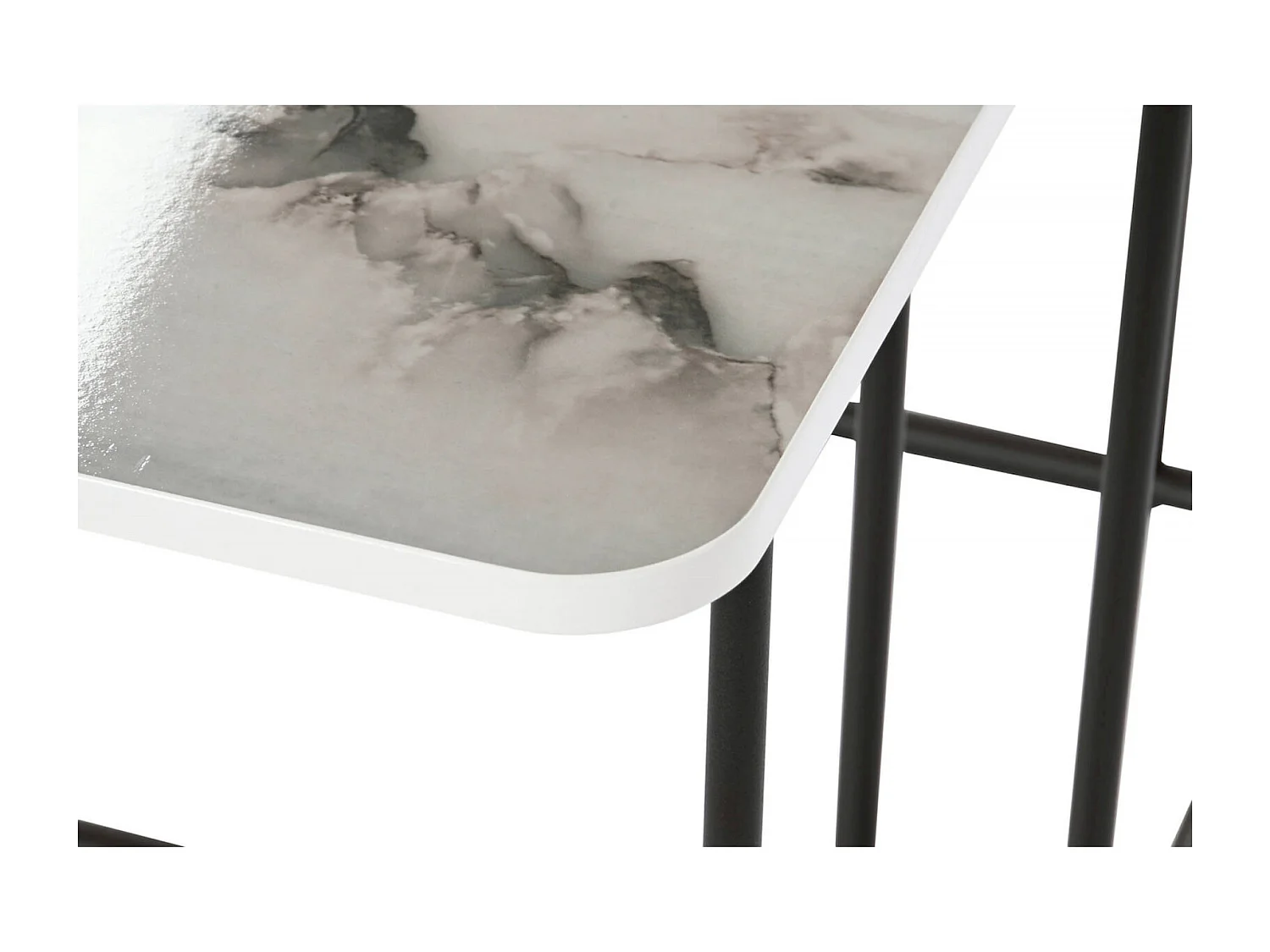 Table gigogne élégance marbre blanc et noir chic