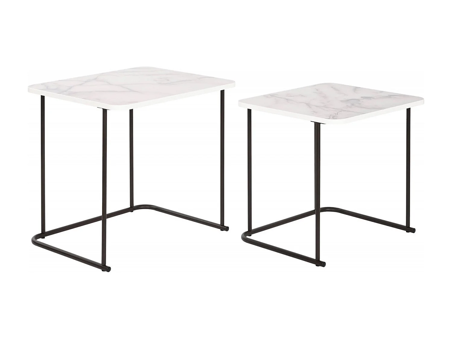 Table gigogne élégance marbre blanc et noir chic