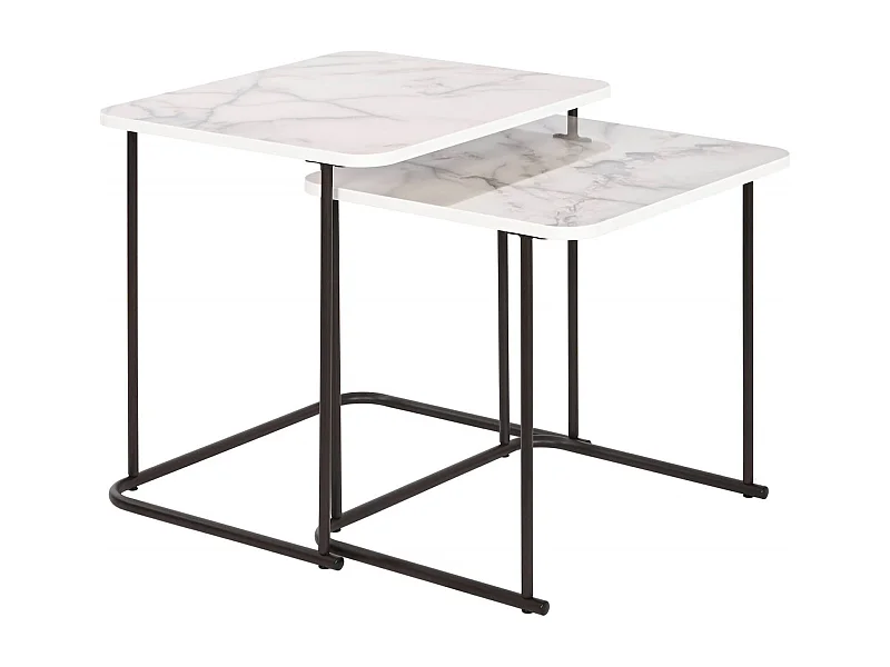 Table gigogne élégance marbre blanc et noir chic