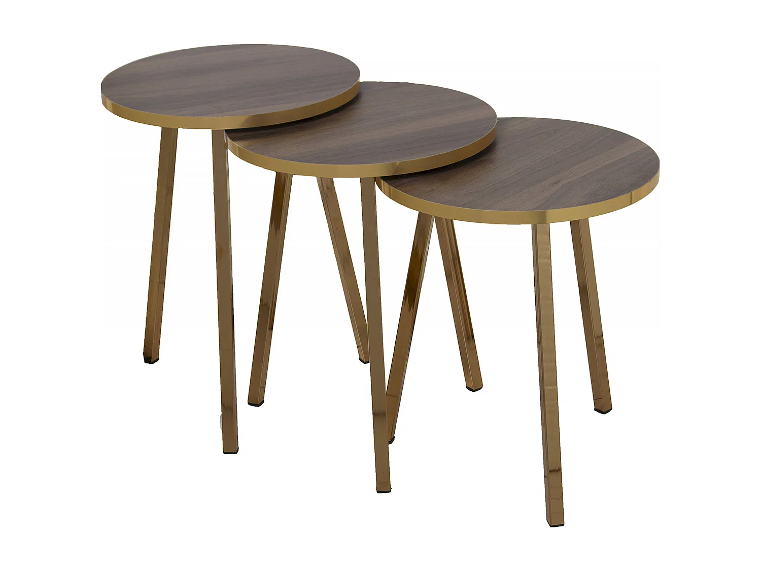 Table gigogne élégance noyer et touches dorées