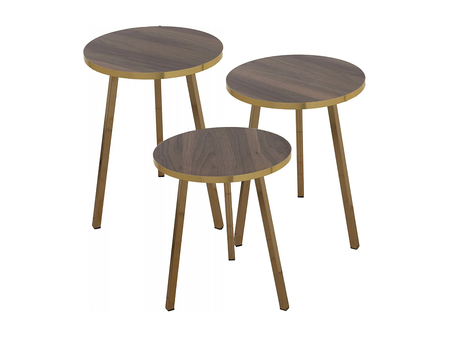 Table gigogne élégance noyer et touches dorées