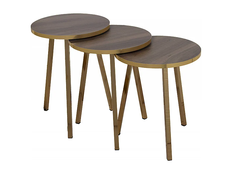 Table gigogne élégance noyer et touches dorées