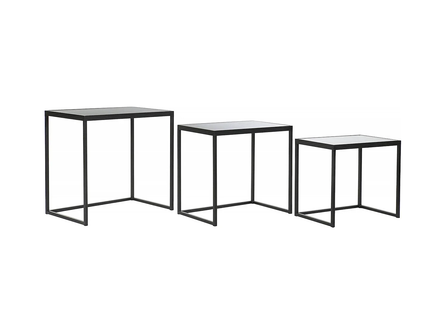 Table gigogne élégance métal noir et verre