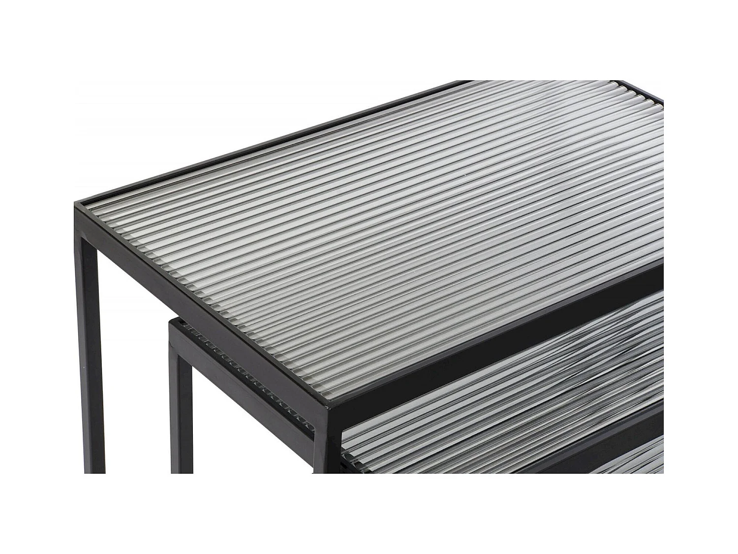 Table gigogne élégance métal noir et verre