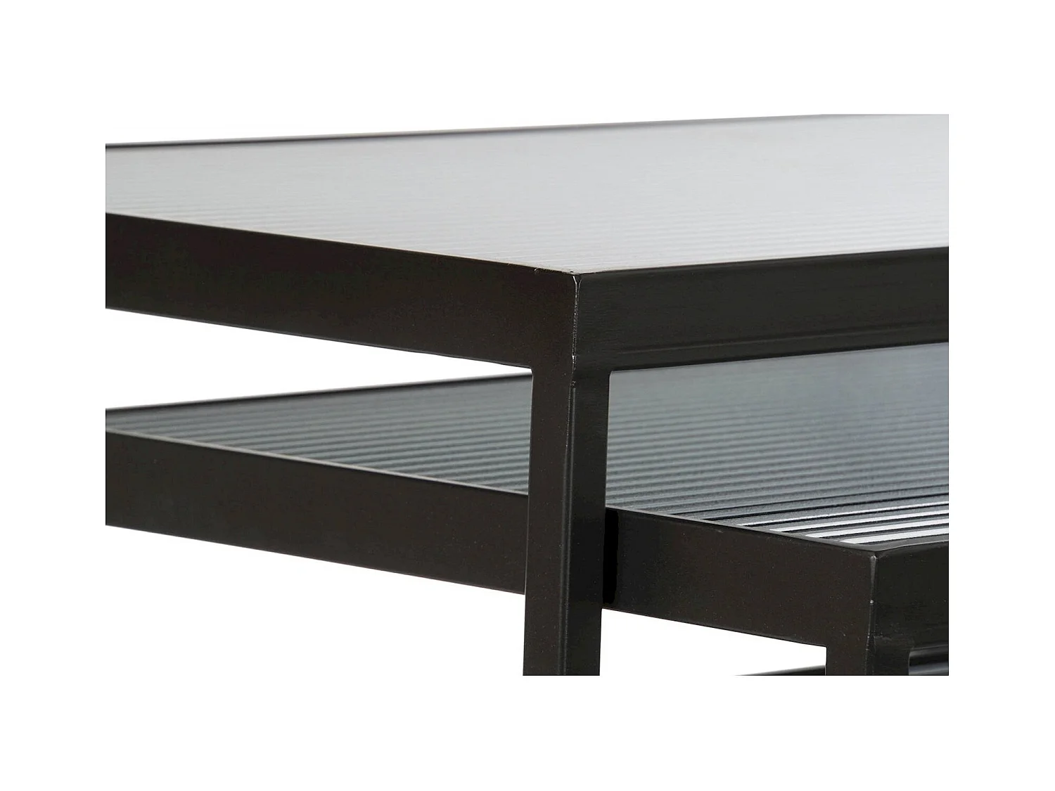 Table gigogne élégance métal noir et verre