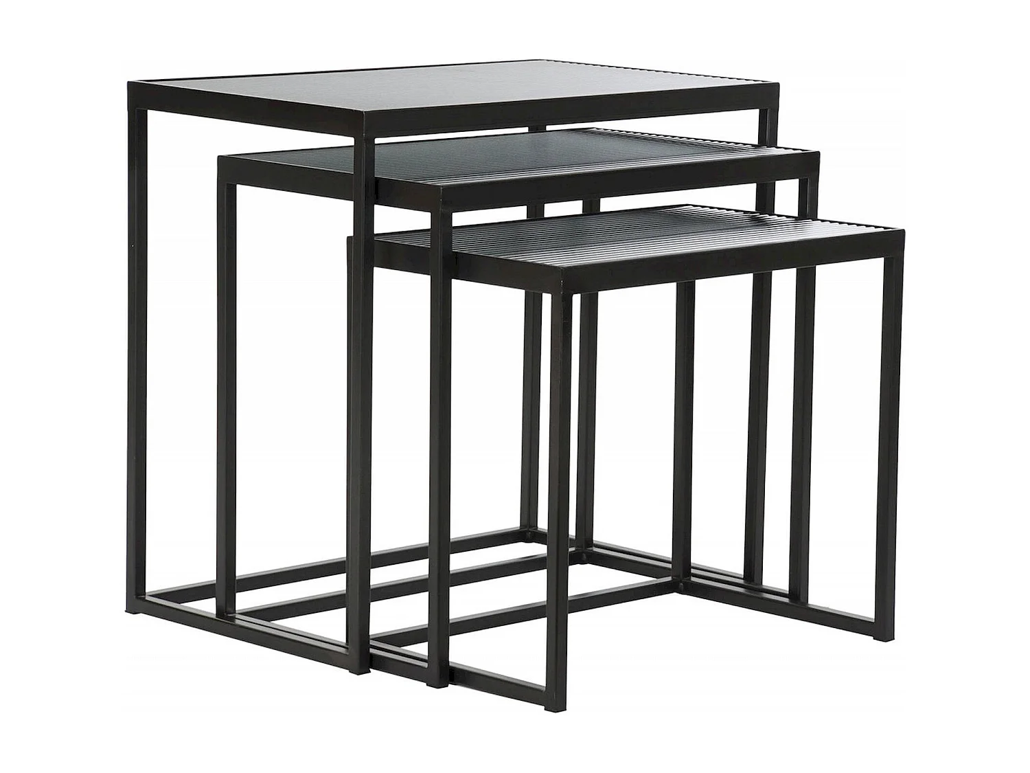 Table gigogne élégance métal noir et verre