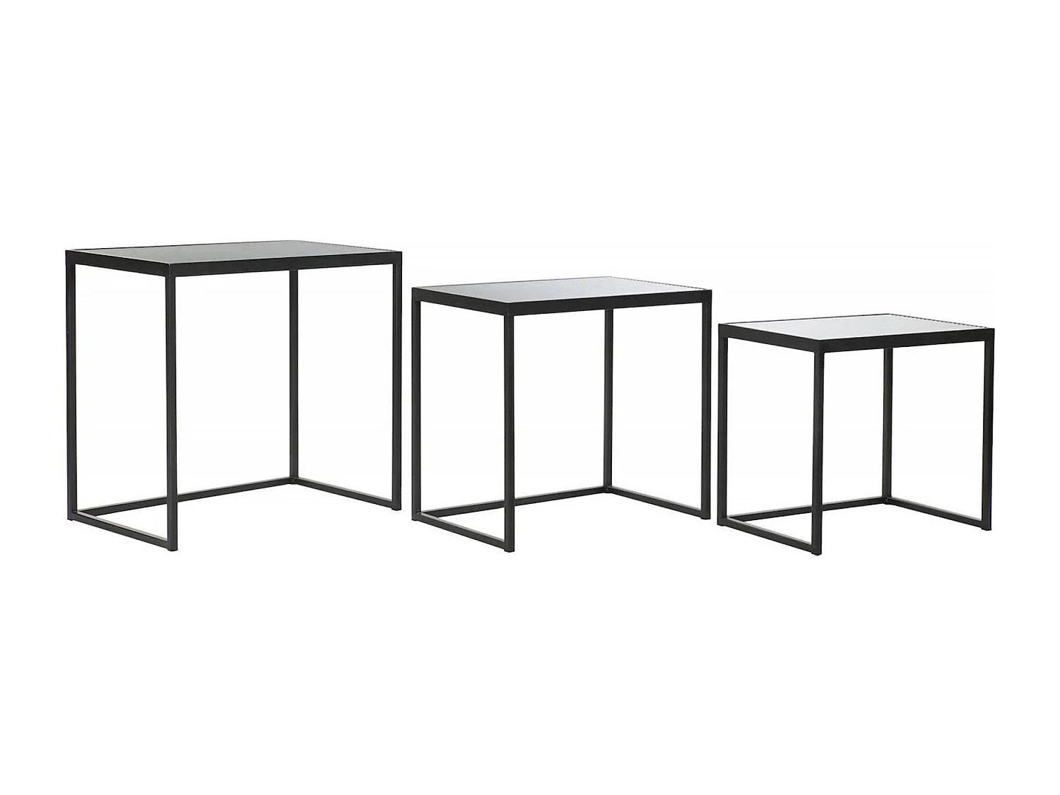 Table gigogne élégance métal noir et verre