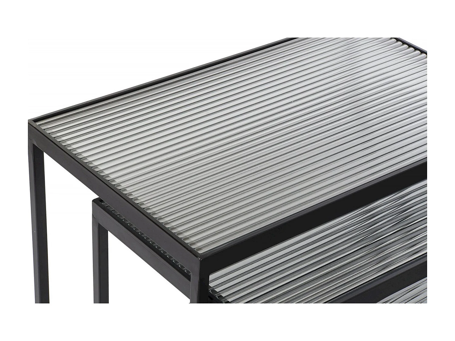 Table gigogne élégance métal noir et verre