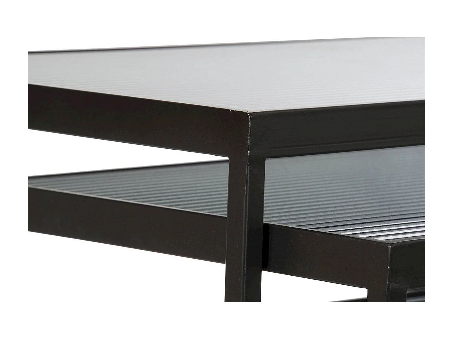 Table gigogne élégance métal noir et verre