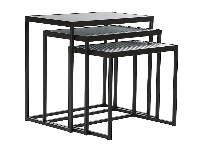 Table gigogne élégance métal noir et verre