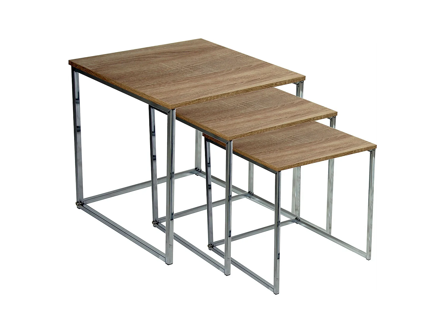 Table gigogne design bois et pieds métal élégant