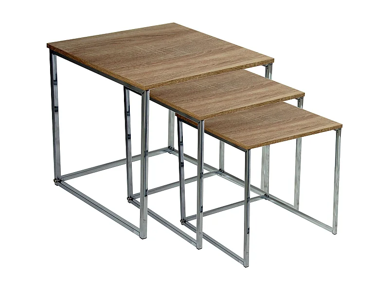 Table gigogne design bois et pieds métal élégant