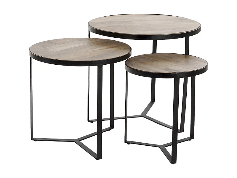 Table gigogne design bois exotique et métal élégant